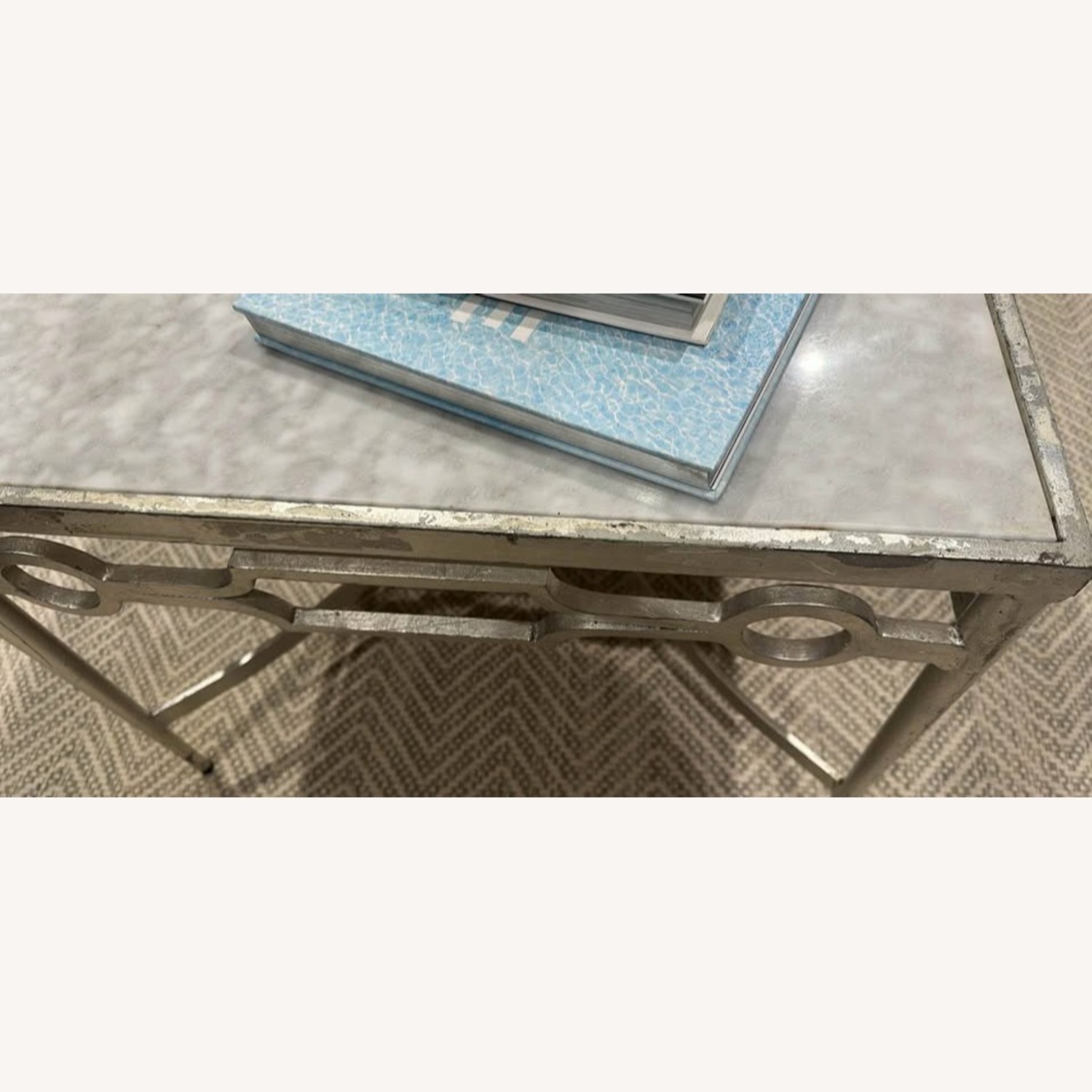 Worlds Away Silver Marble Coffee Table - image-5