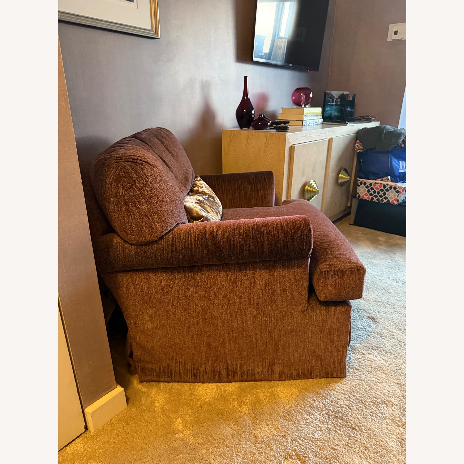 Vintage/Antique Purple Suede Accent Chairs - image-2