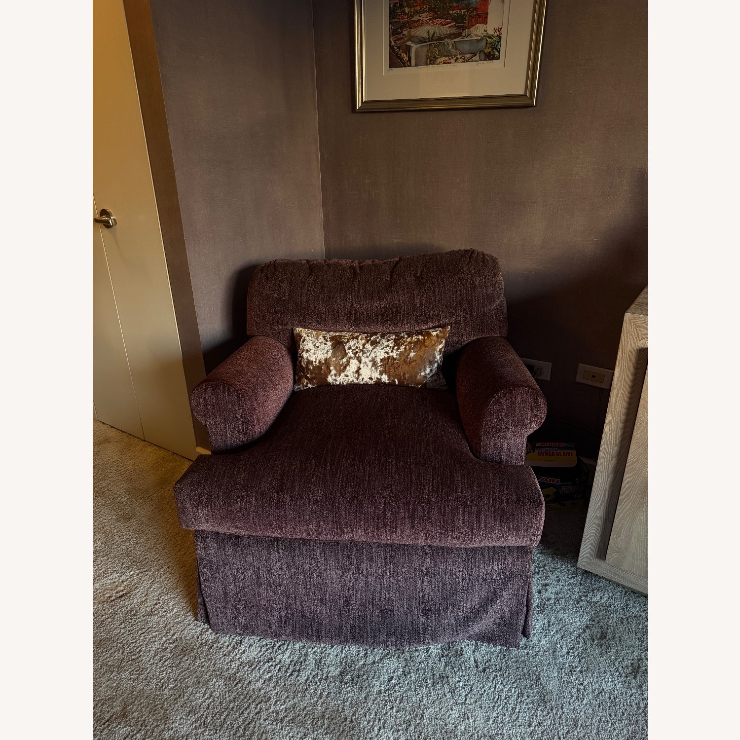 Vintage/Antique Purple Suede Accent Chairs - image-1