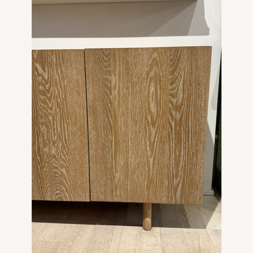 Used Washed White Oak Sideboard Storage Cabinet for sale on AptDeco