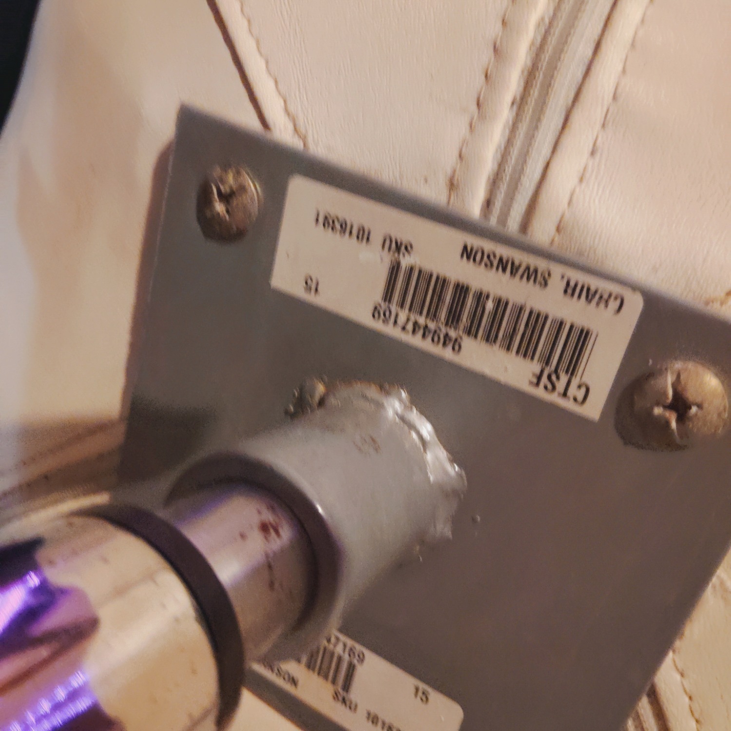 Vintage/Antique White Leather Office Chair - image-3