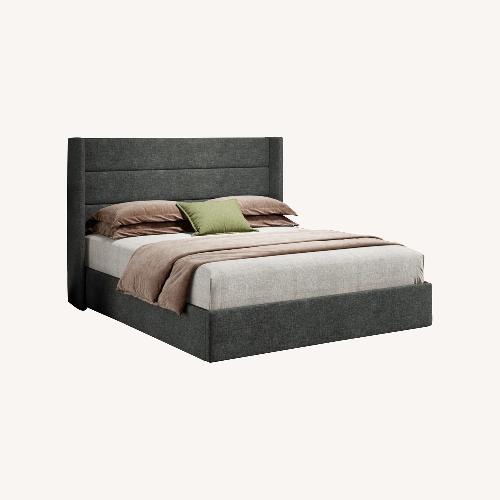 Used Wayfair King Size Upholstered Wingback Bed for sale on AptDeco