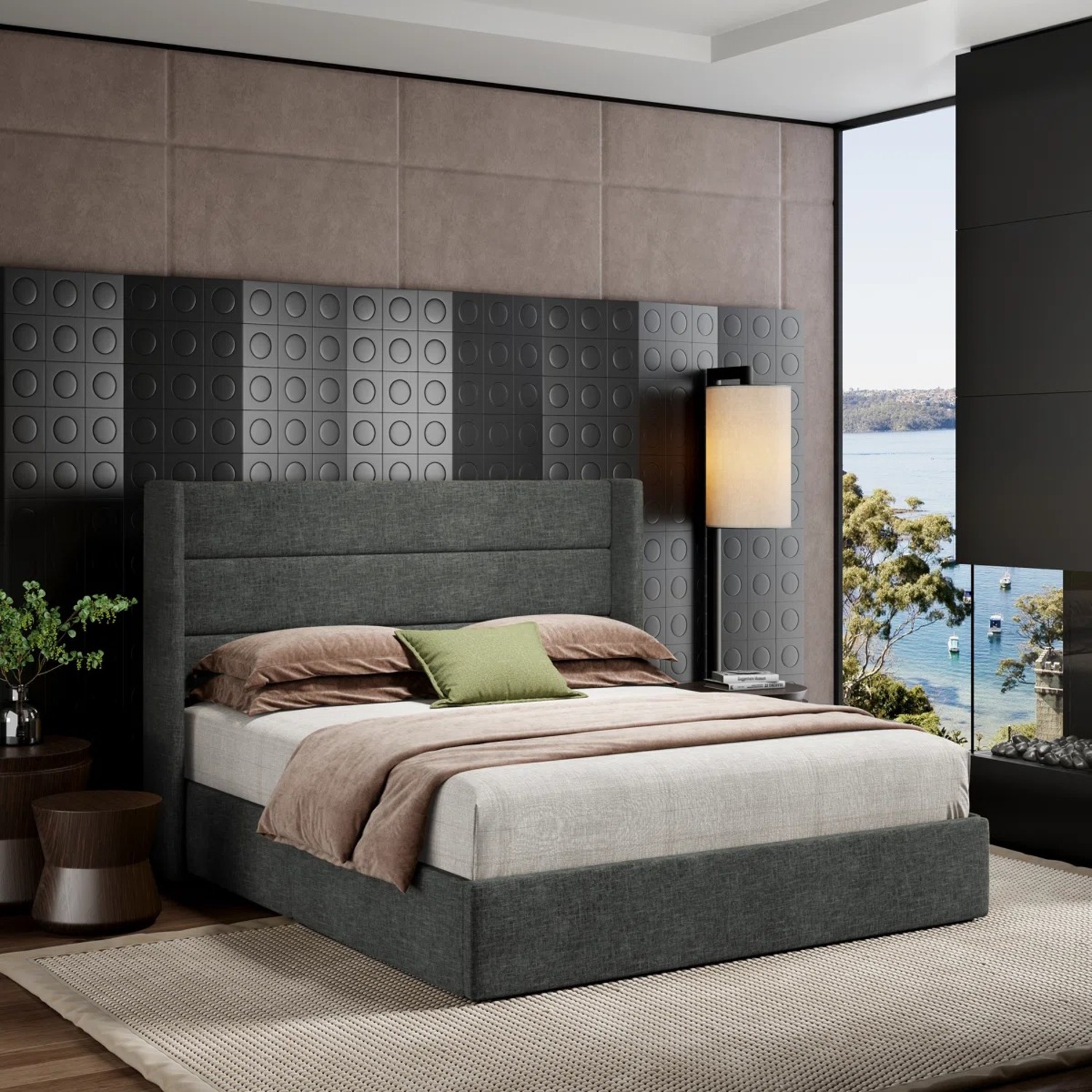 Wayfair King Size Upholstered Wingback Bed - image-0