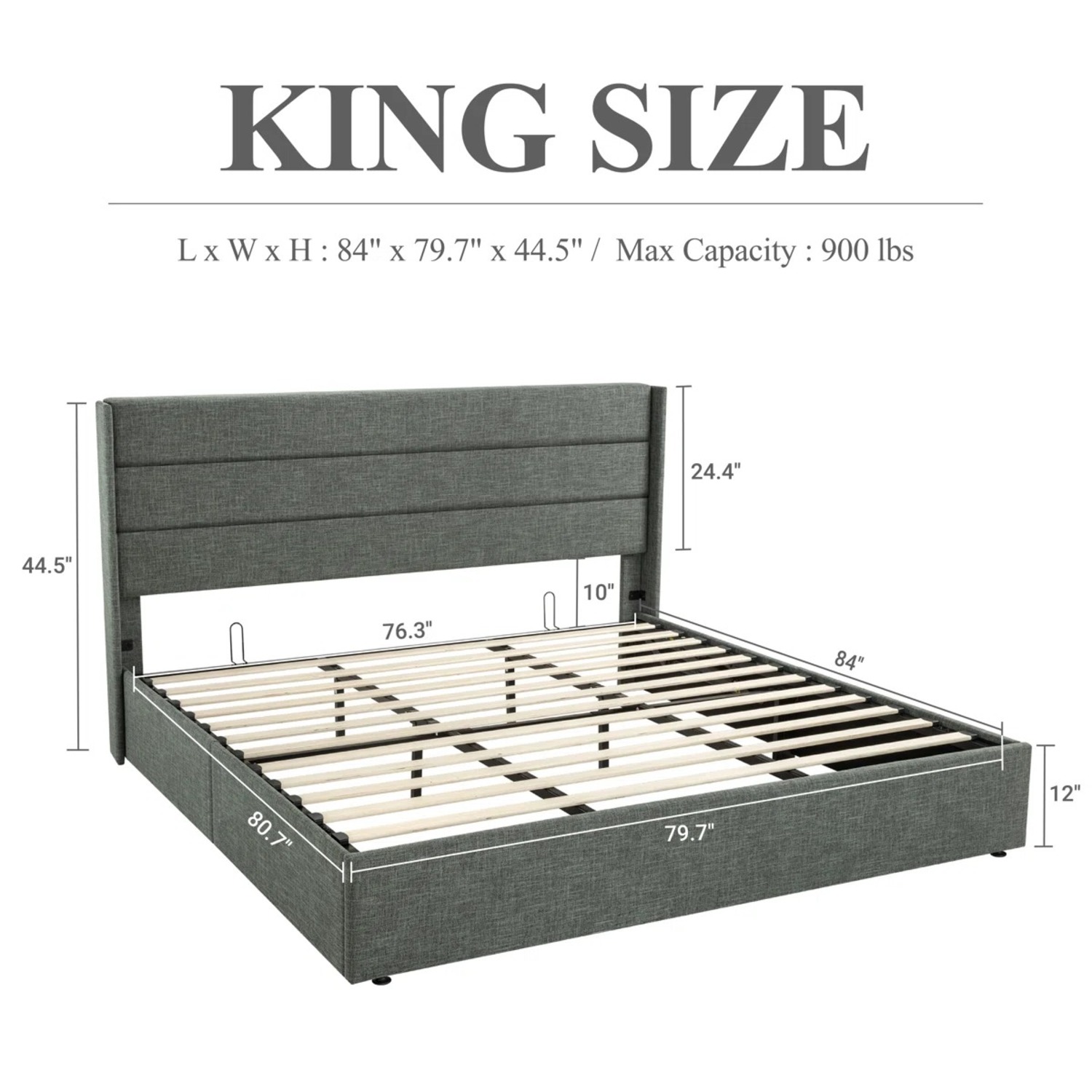 Wayfair King Size Upholstered Wingback Bed - image-2