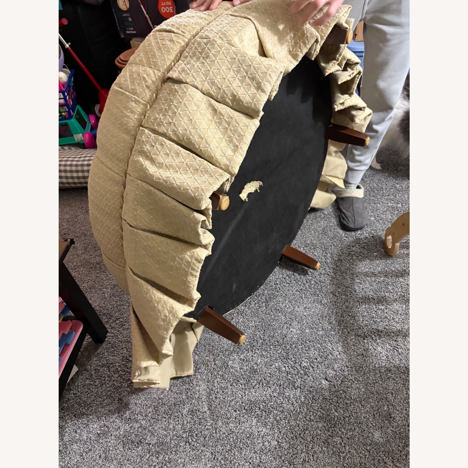 Ethan Allen Beige Ottoman - image-2