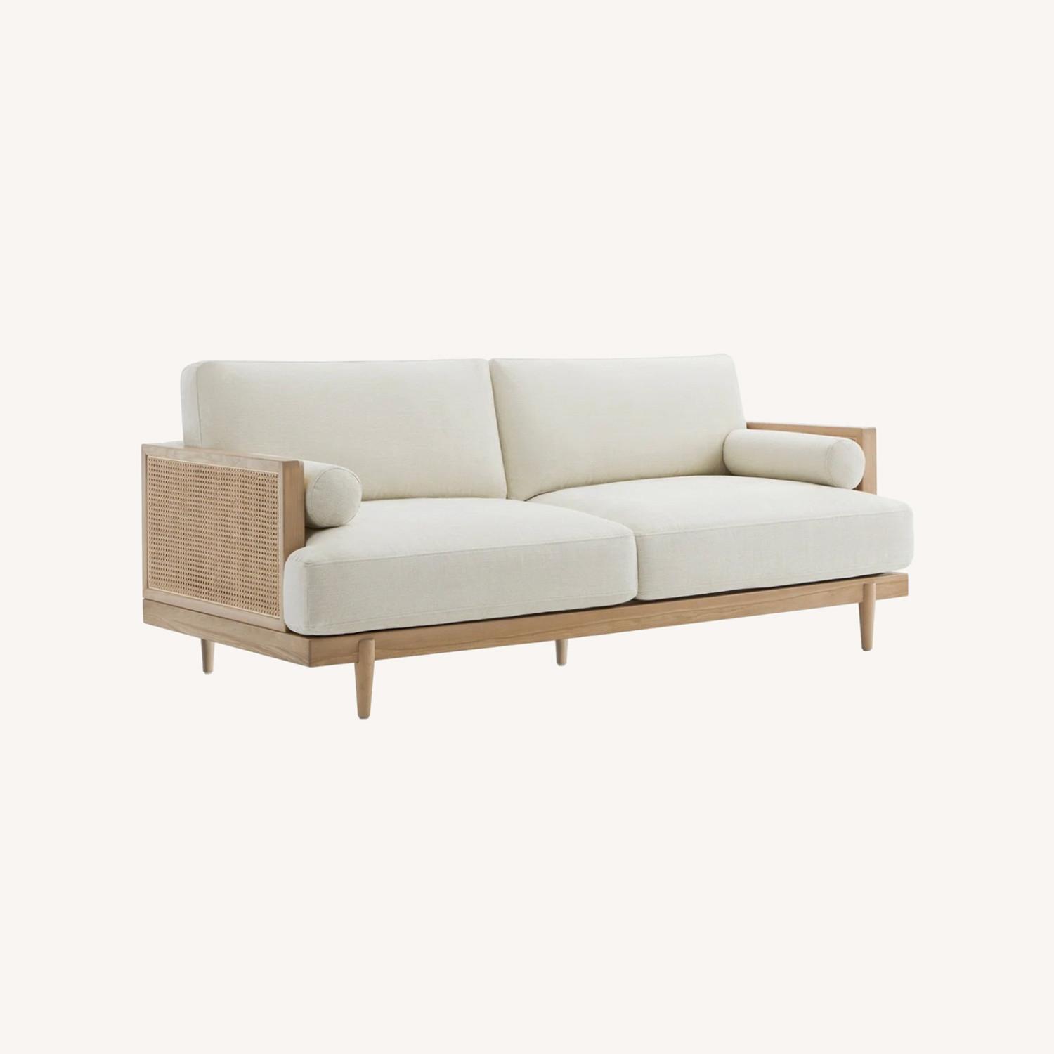 Wayfair Gracie Oaks White Linen 3+ Seater Sofa - image-0