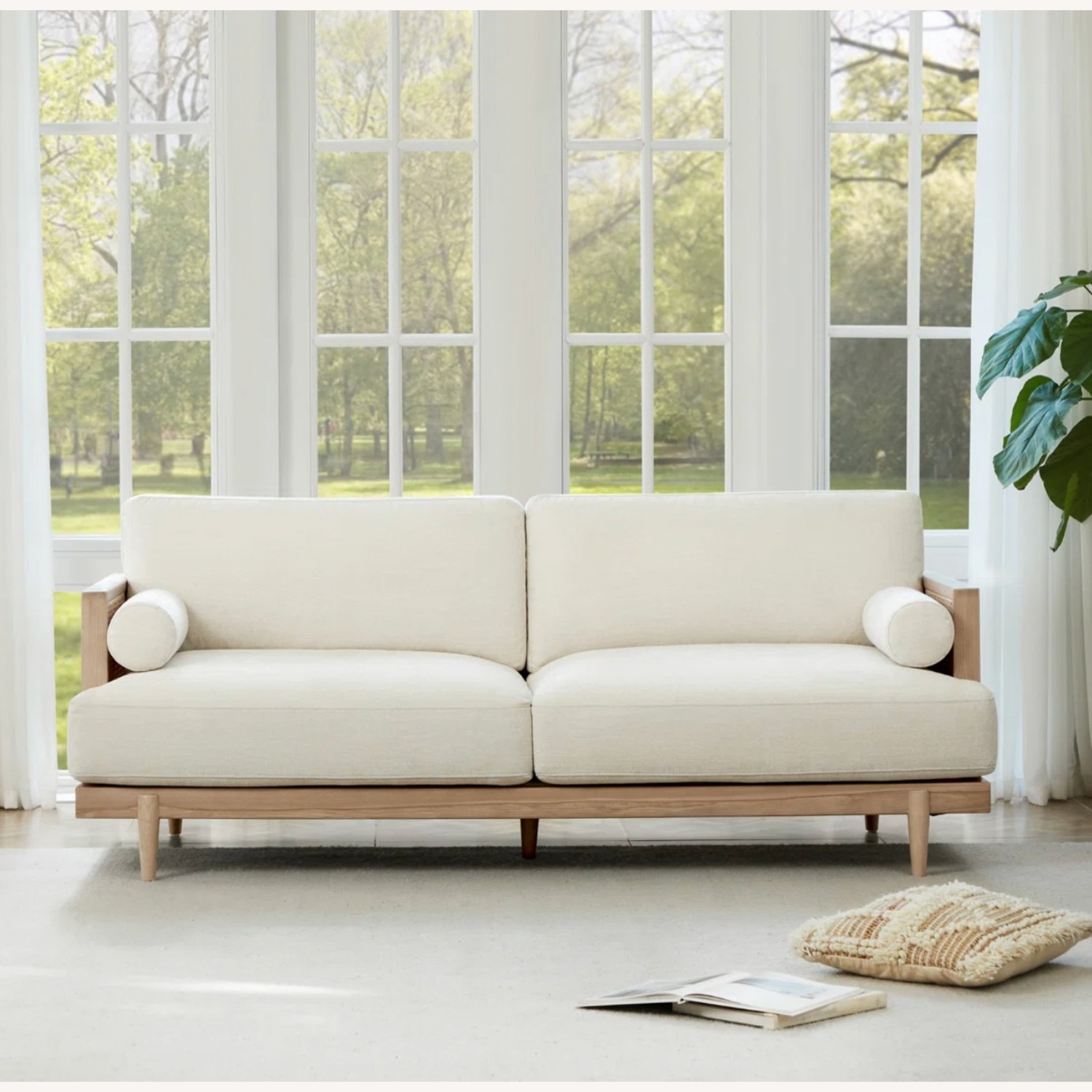 Wayfair Gracie Oaks White Linen 3+ Seater Sofa - image-3