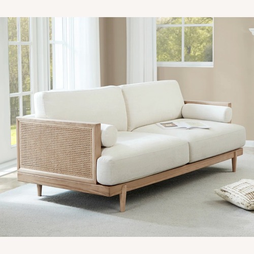 Used Wayfair Gracie Oaks White Linen 3+ Seater Sofa for sale on AptDeco