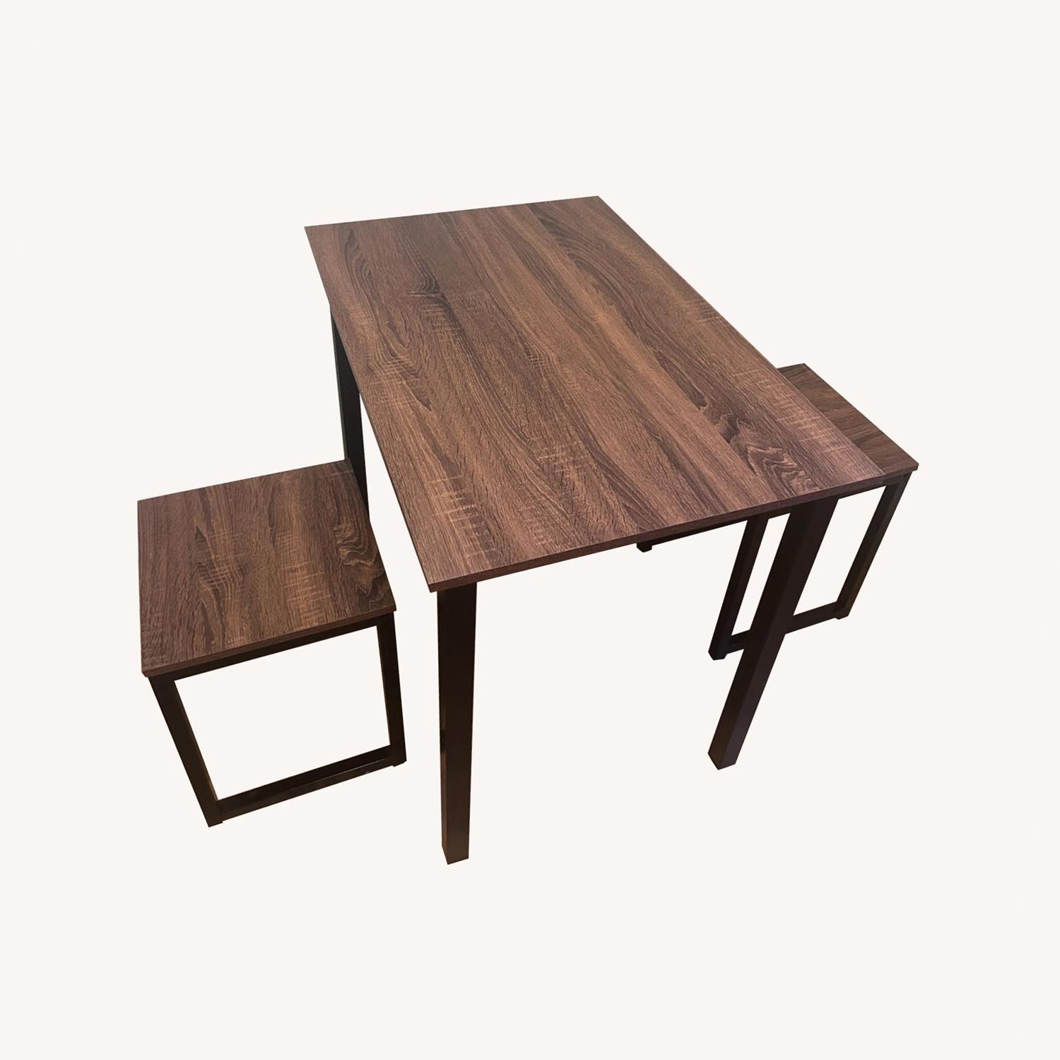 Dark Brown Wood Dining Set - image-0