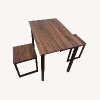 Dark Brown Wood Dining Set