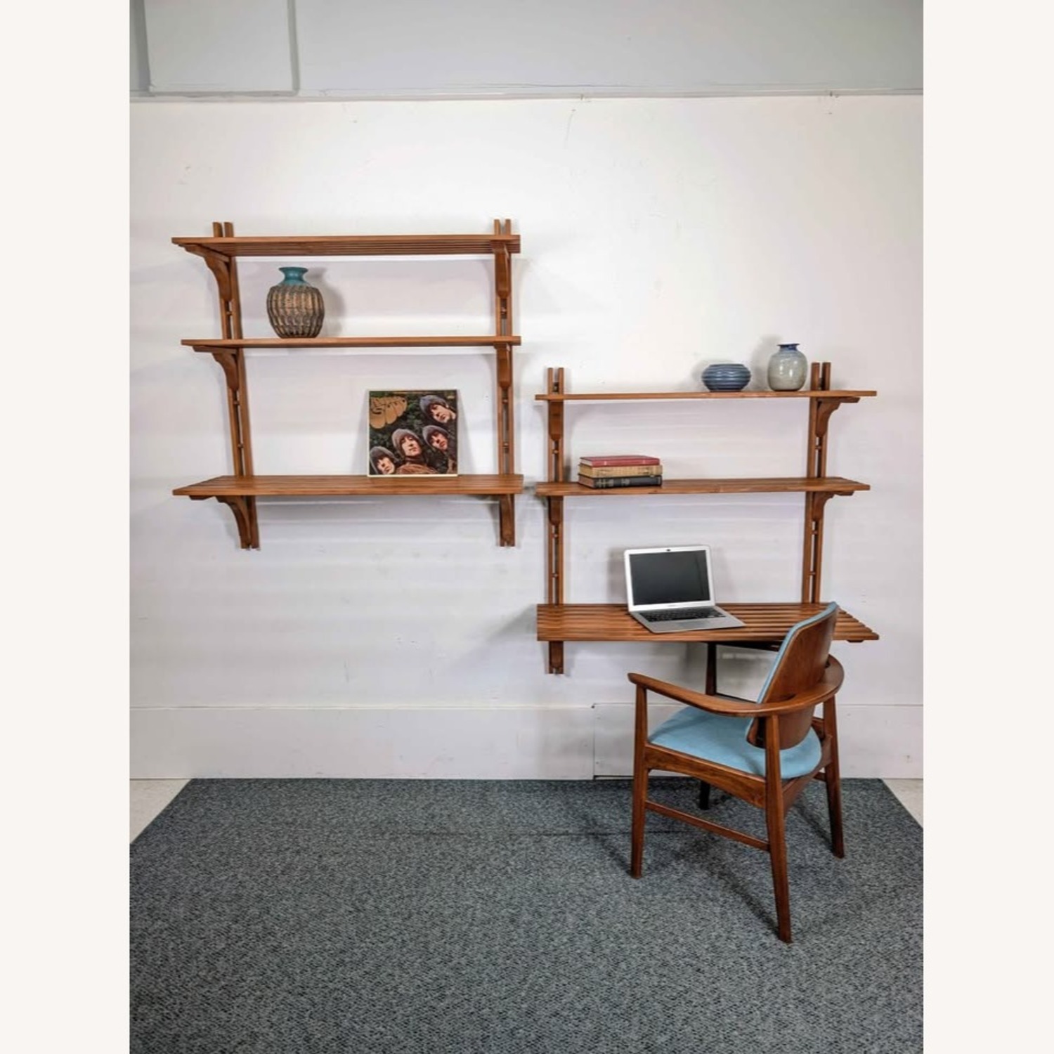 Danish Modern MCM Modular Teak Wall Shelf Unit - image-0