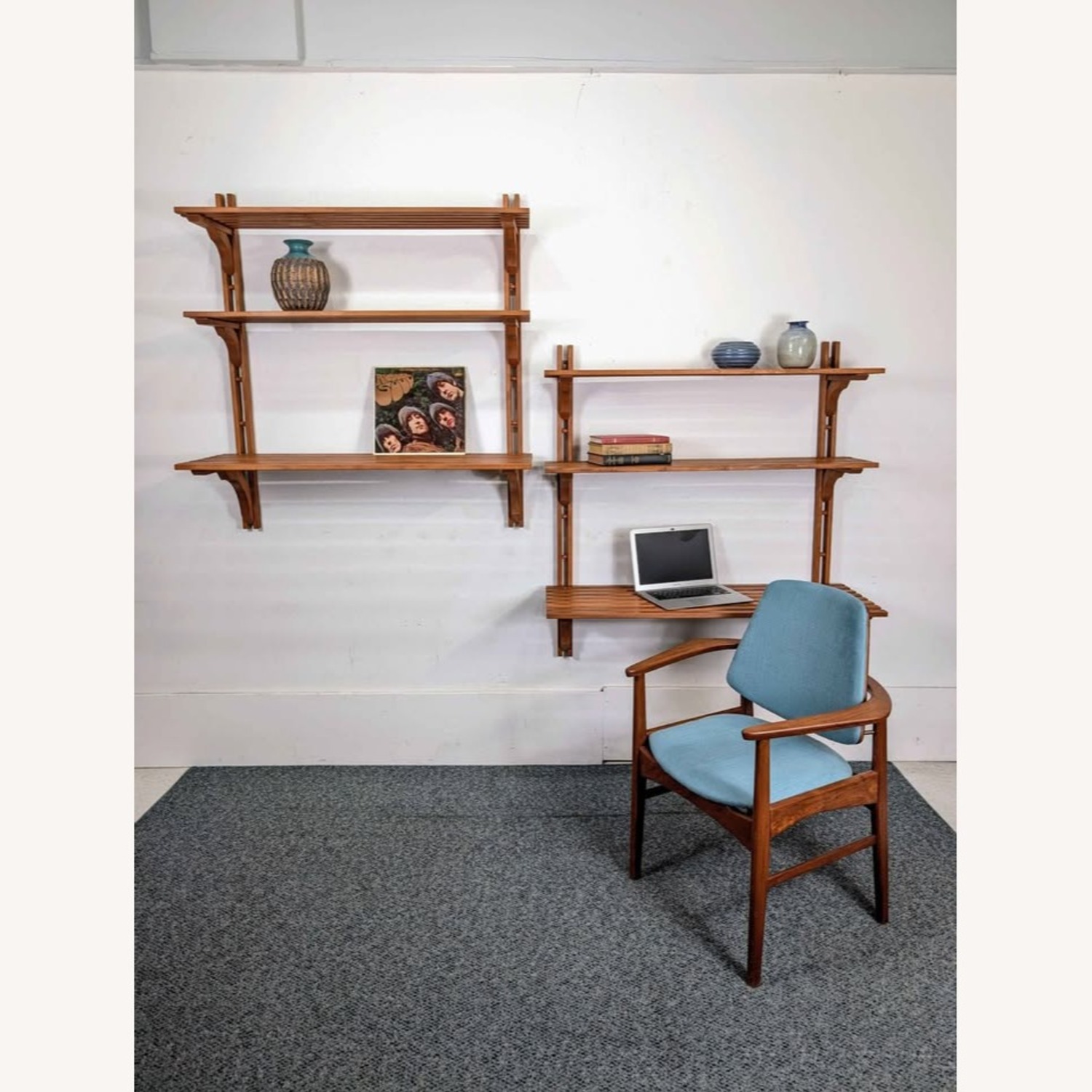 Danish Modern MCM Modular Teak Wall Shelf Unit - image-2