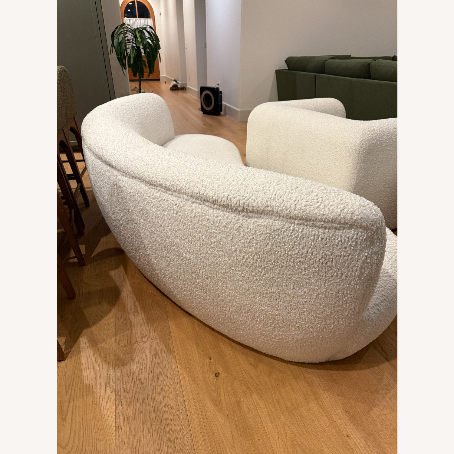 White Boucle Curved Sofa - image-3