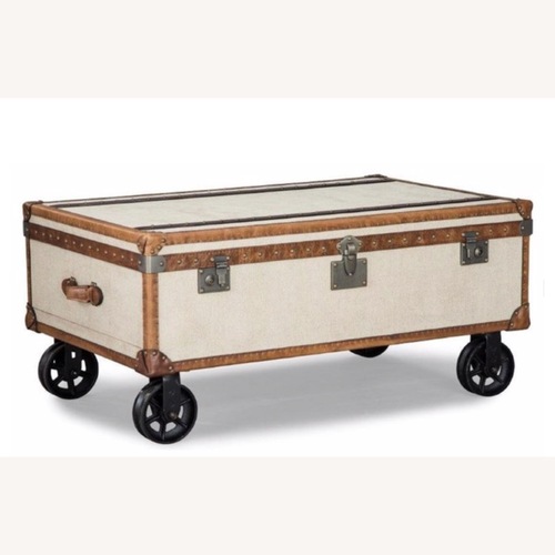 Used Lazzaro Natural Linen Coffee Table for sale on AptDeco