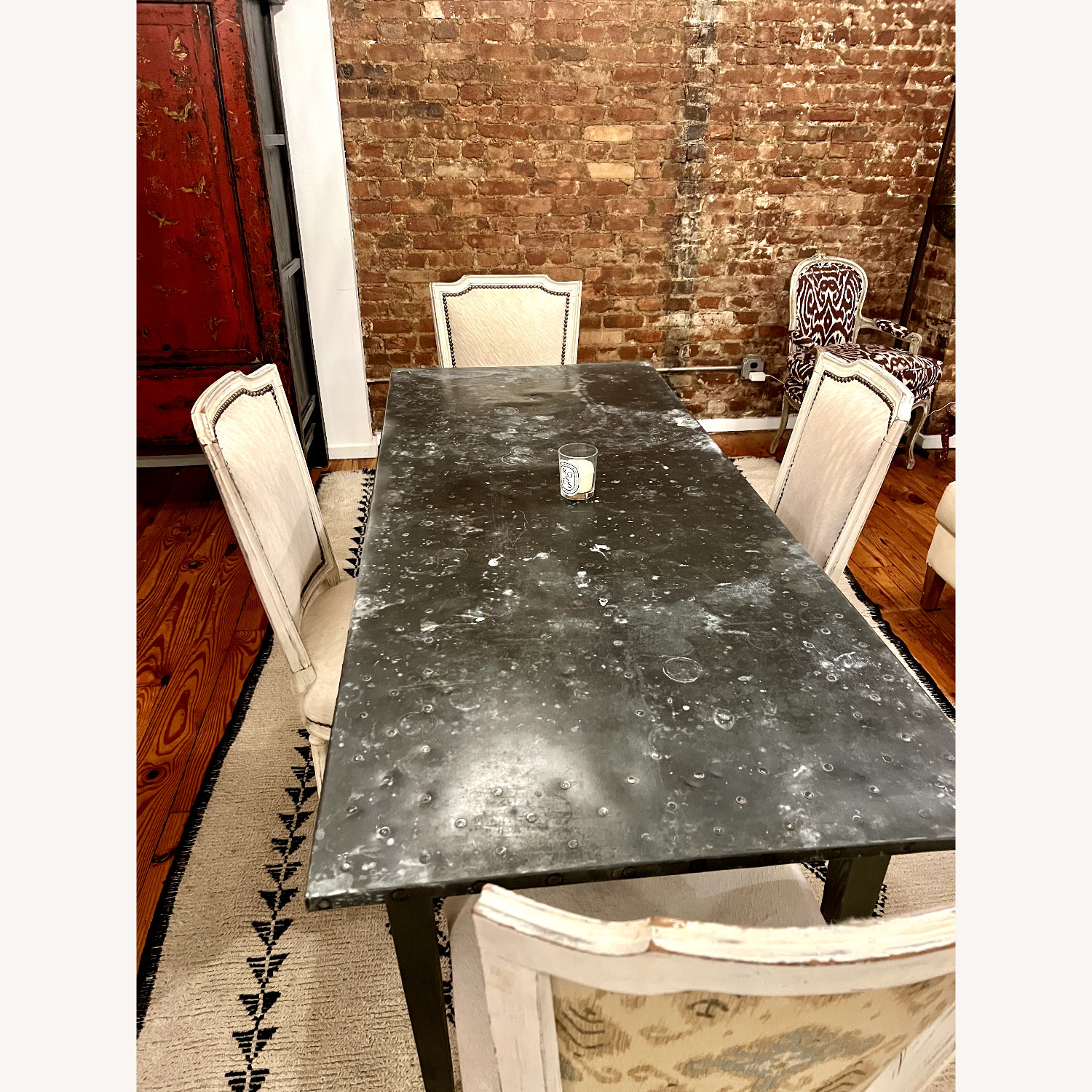 Vintage/Antique Light Gray Dining Table - image-2
