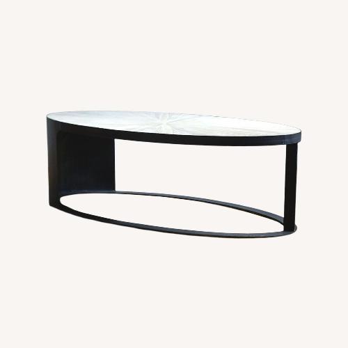 Used Brooklyn Space White Modern Coffee Table W Intricate Pattern for sale on AptDeco