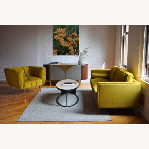 Used Brooklyn Space White Modern Coffee Table W Intricate Pattern for sale on AptDeco