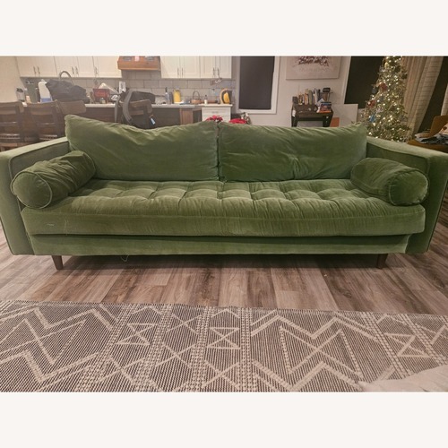 Used Poly and Bark Green Velvet 3+ Seater Sofa for sale on AptDeco