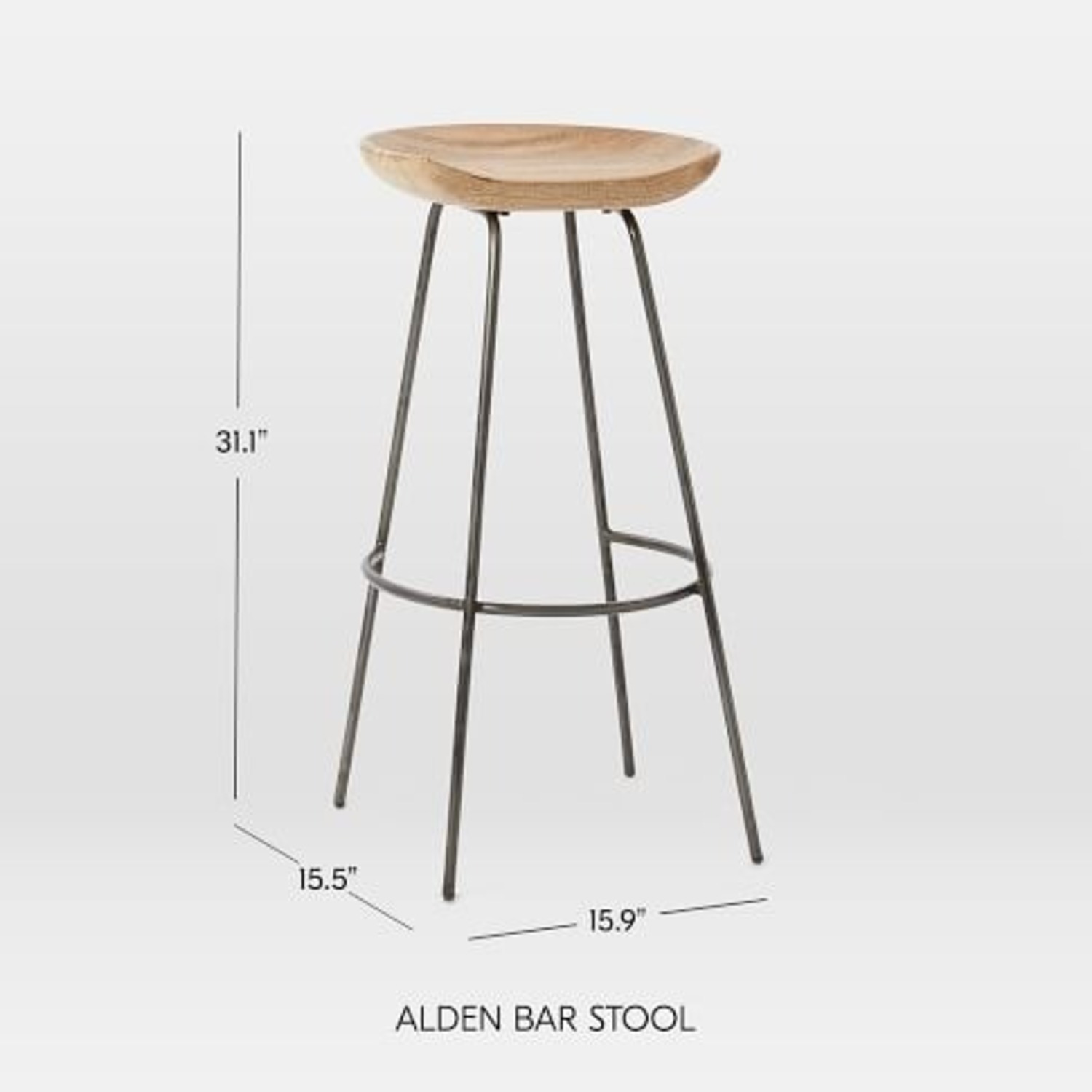 West Elm Alden Counter Stools Natural Wood Stools - image-5