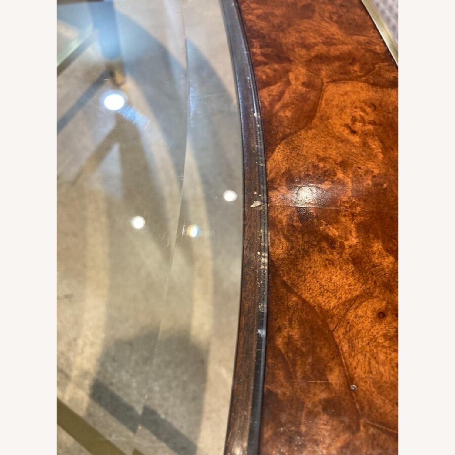 Henredon Oval Burl & Brass w Glass Insert Coffee Table - image-4