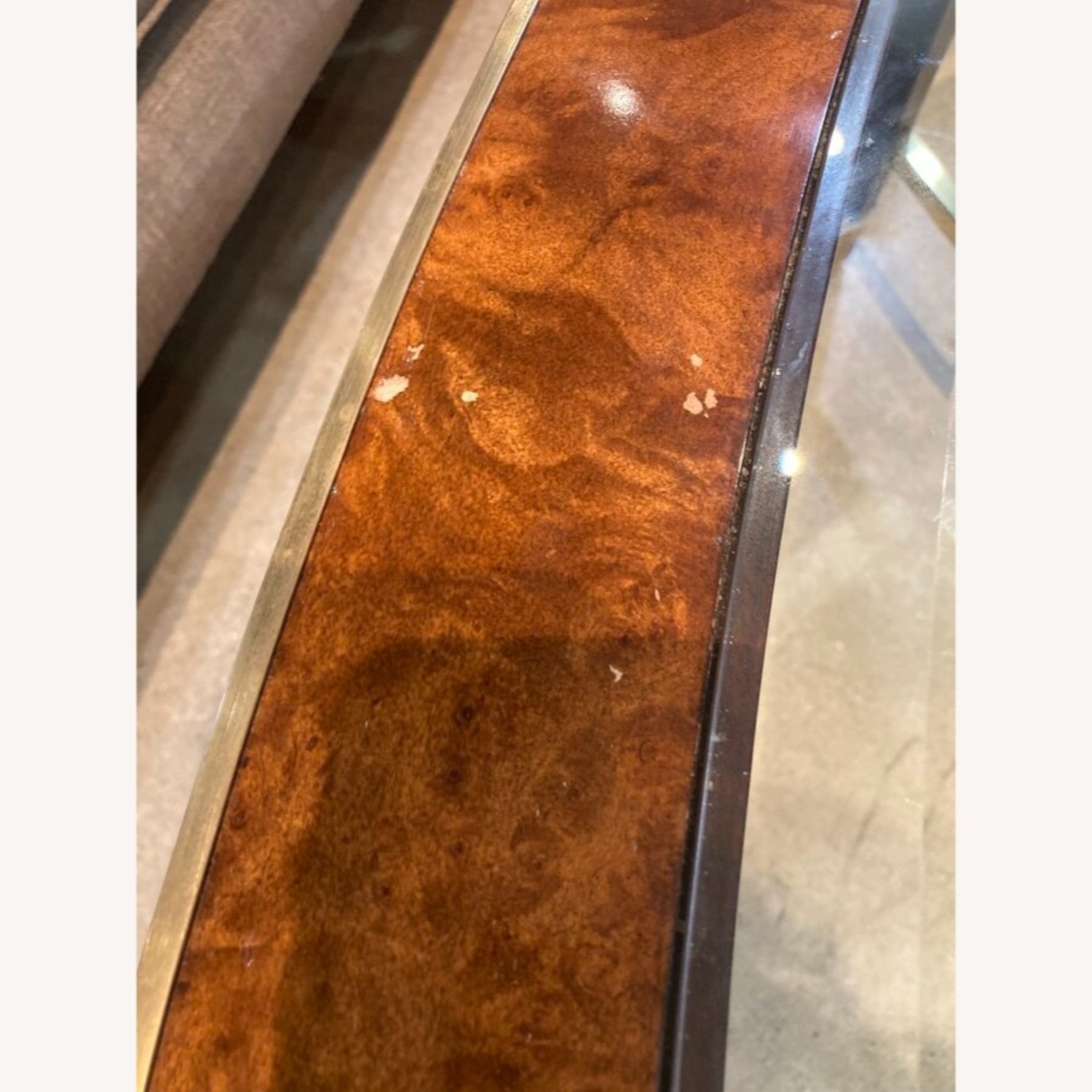 Henredon Oval Burl & Brass w Glass Insert Coffee Table - image-5