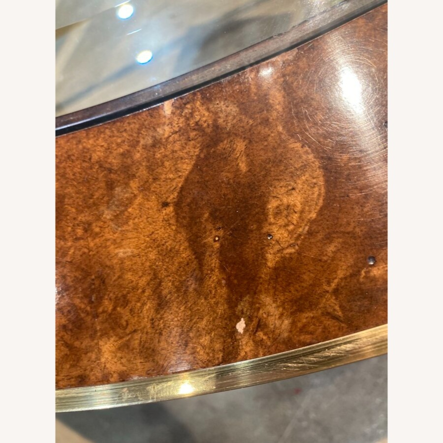 Henredon Oval Burl & Brass w Glass Insert Coffee Table - image-6