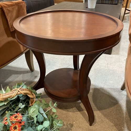 Used Winslet Round Solid Wood Side Table for sale on AptDeco