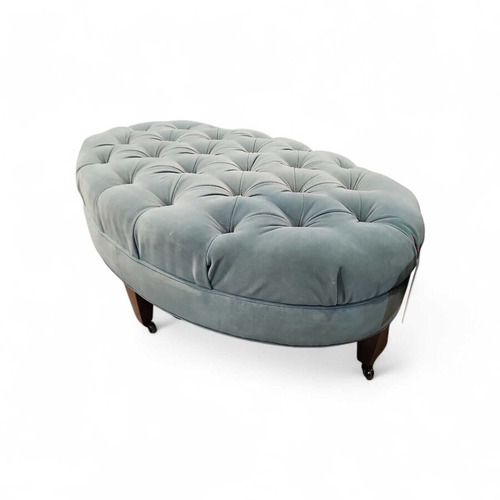 Used Lee Industries Custom Button Tufted Velvet Ottoman for sale on AptDeco