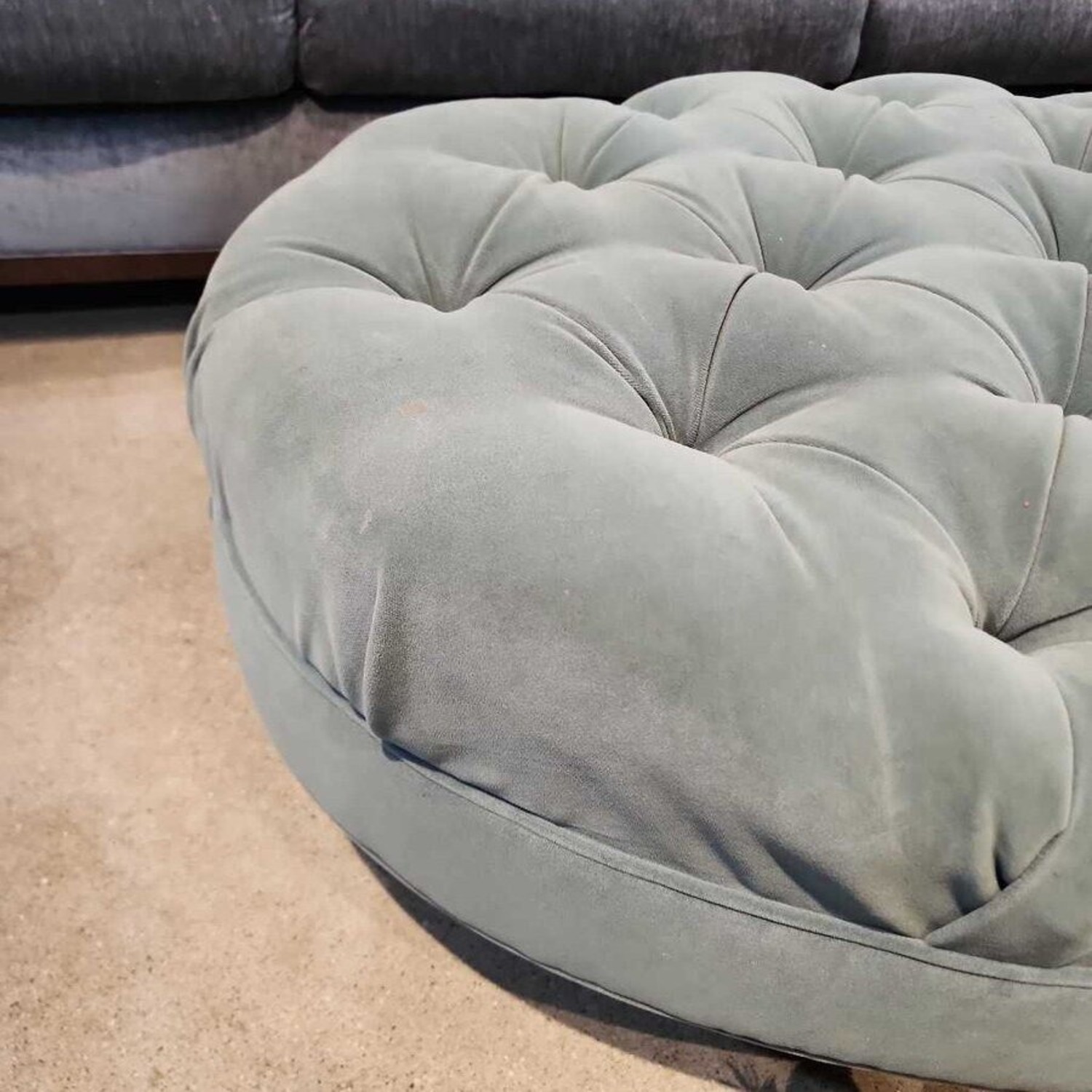 Lee Industries Custom Button Tufted Velvet Ottoman - image-4