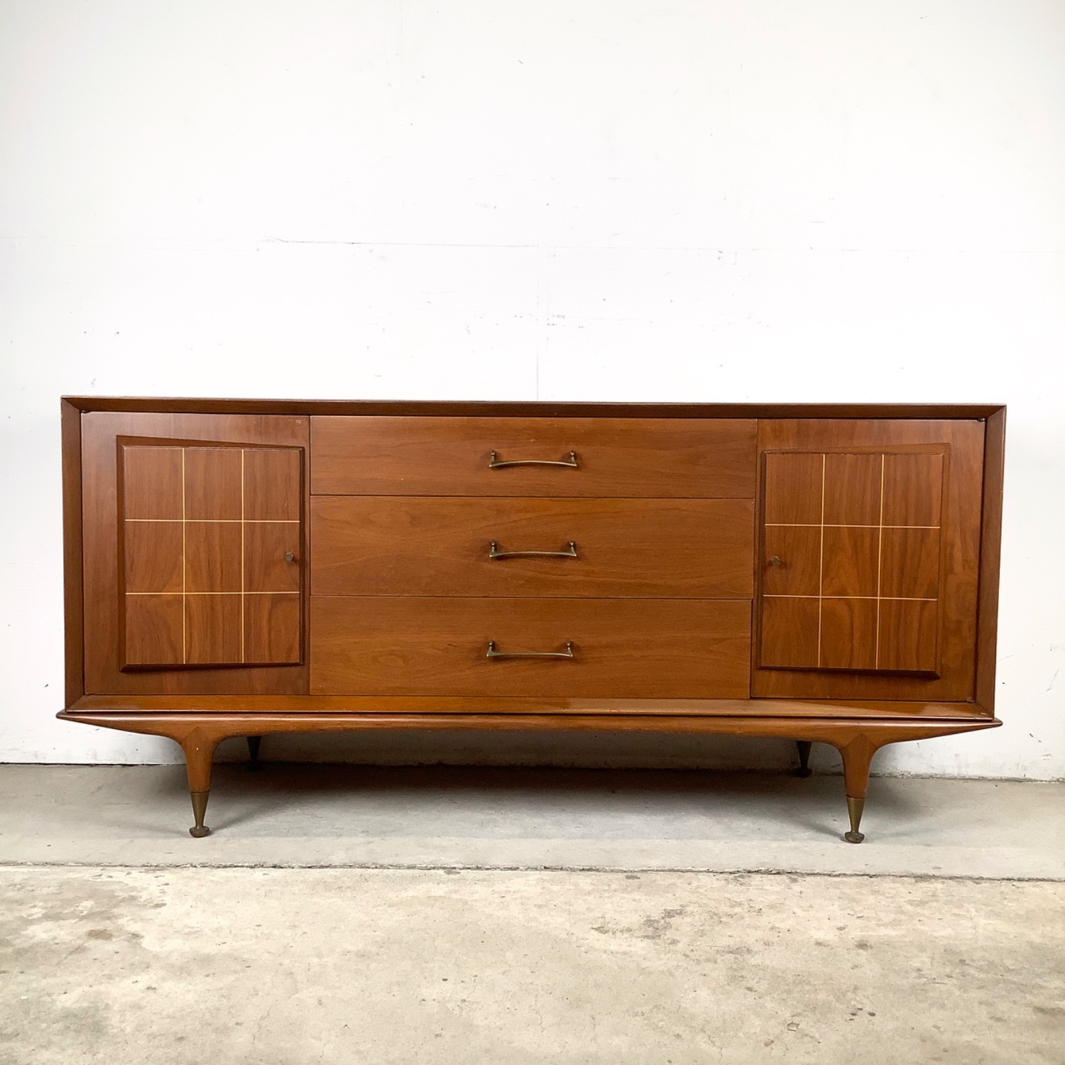 Long Mid-Century Modern Nine Drawer Dresser - image-1