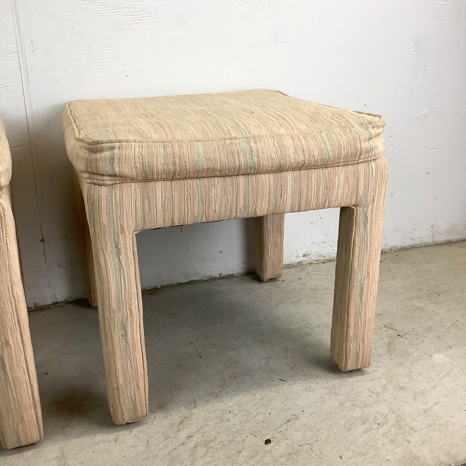 Pair of Sculptural Vintage Upholstered Stools - image-11