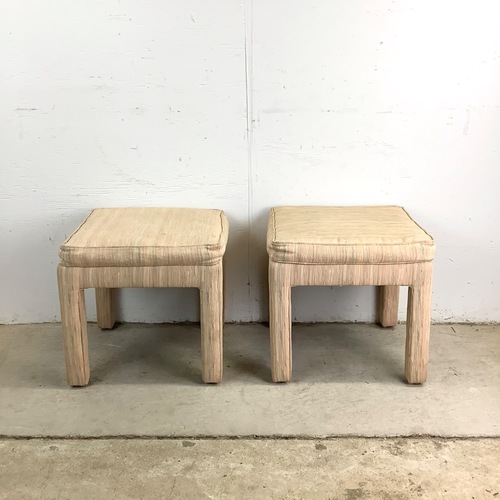 Used Pair of Sculptural Vintage Upholstered Stools for sale on AptDeco