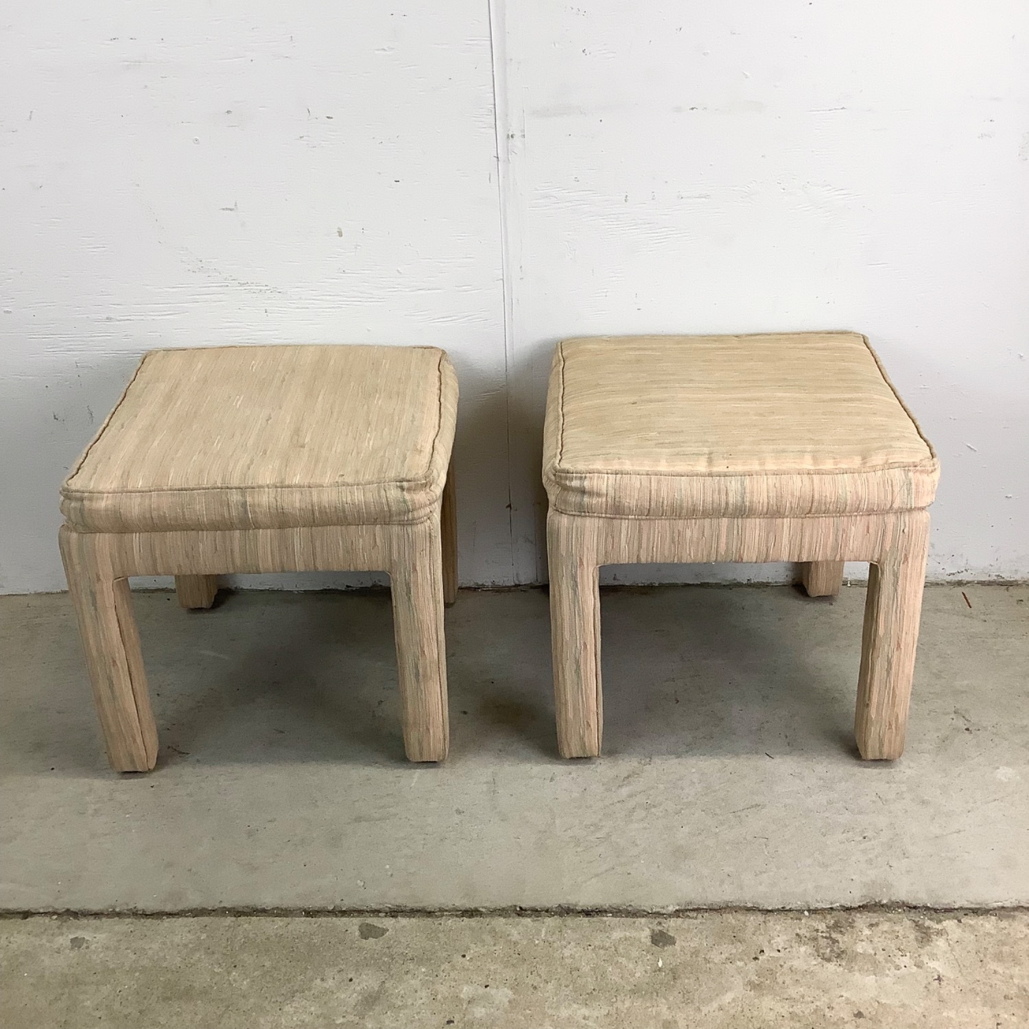 Pair of Sculptural Vintage Upholstered Stools - image-2