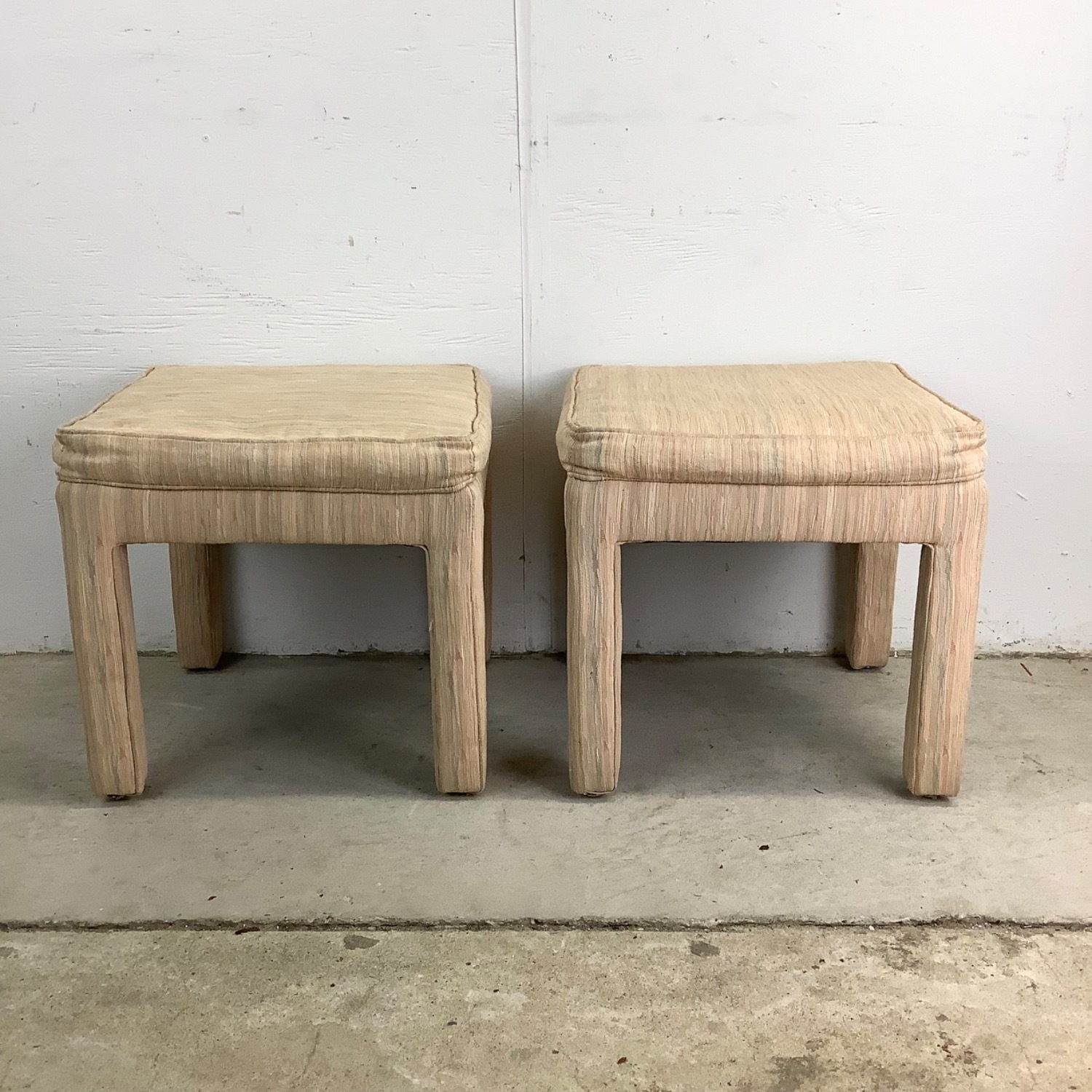 Pair of Sculptural Vintage Upholstered Stools - image-9