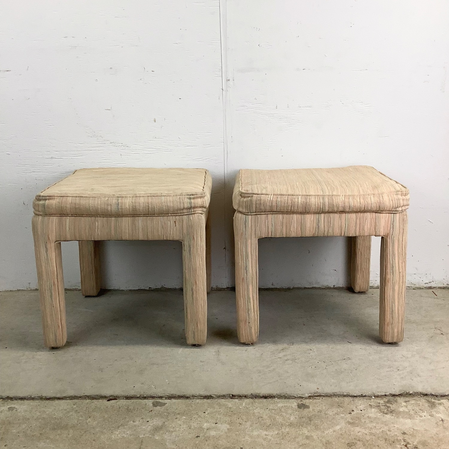Pair of Sculptural Vintage Upholstered Stools - image-8