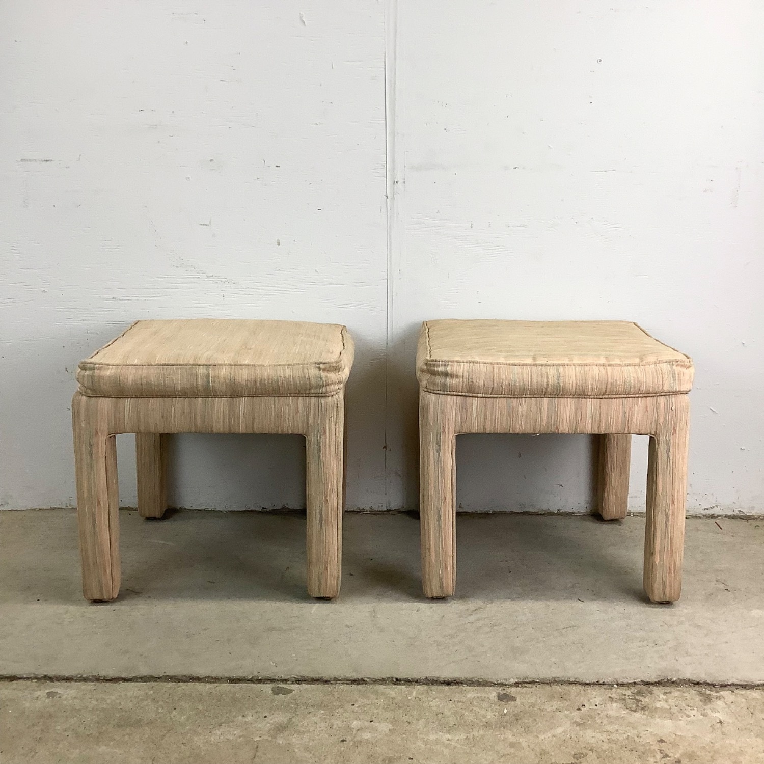 Pair of Sculptural Vintage Upholstered Stools - image-16