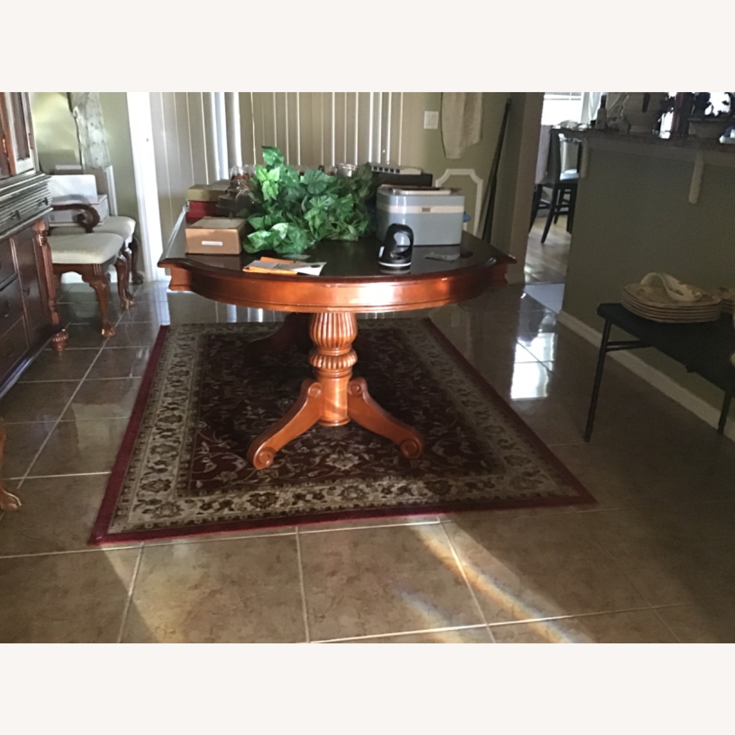 Dark Brown Wood Dining Table - image-2