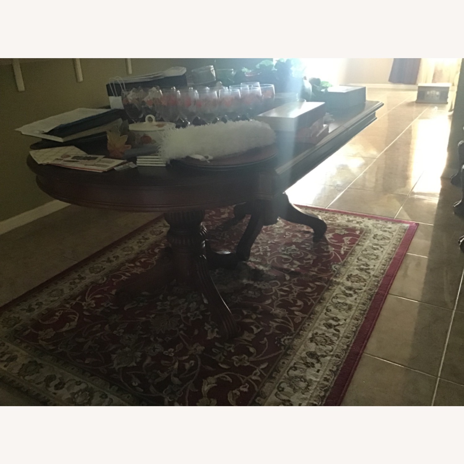 Dark Brown Wood Dining Table - image-1