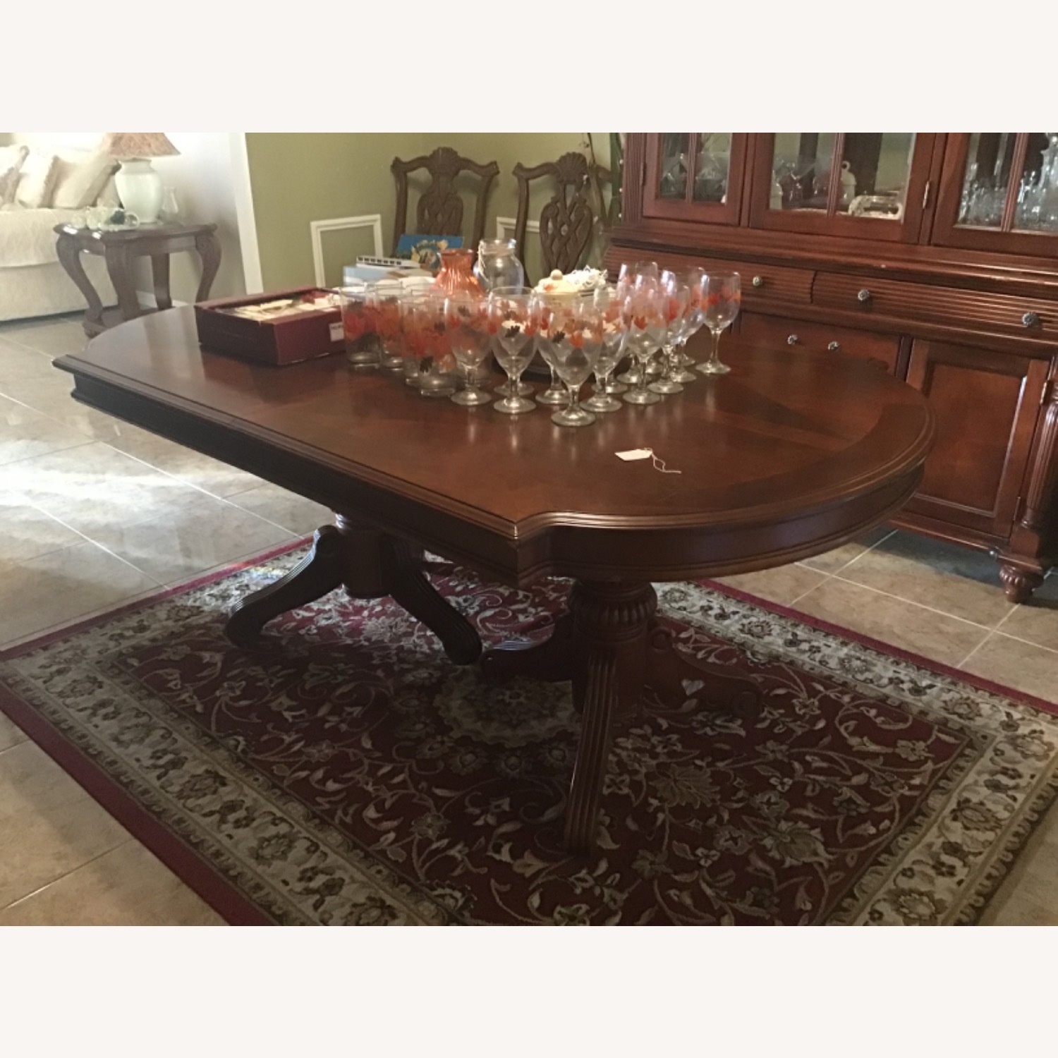 Dark Brown Wood Dining Table - image-0