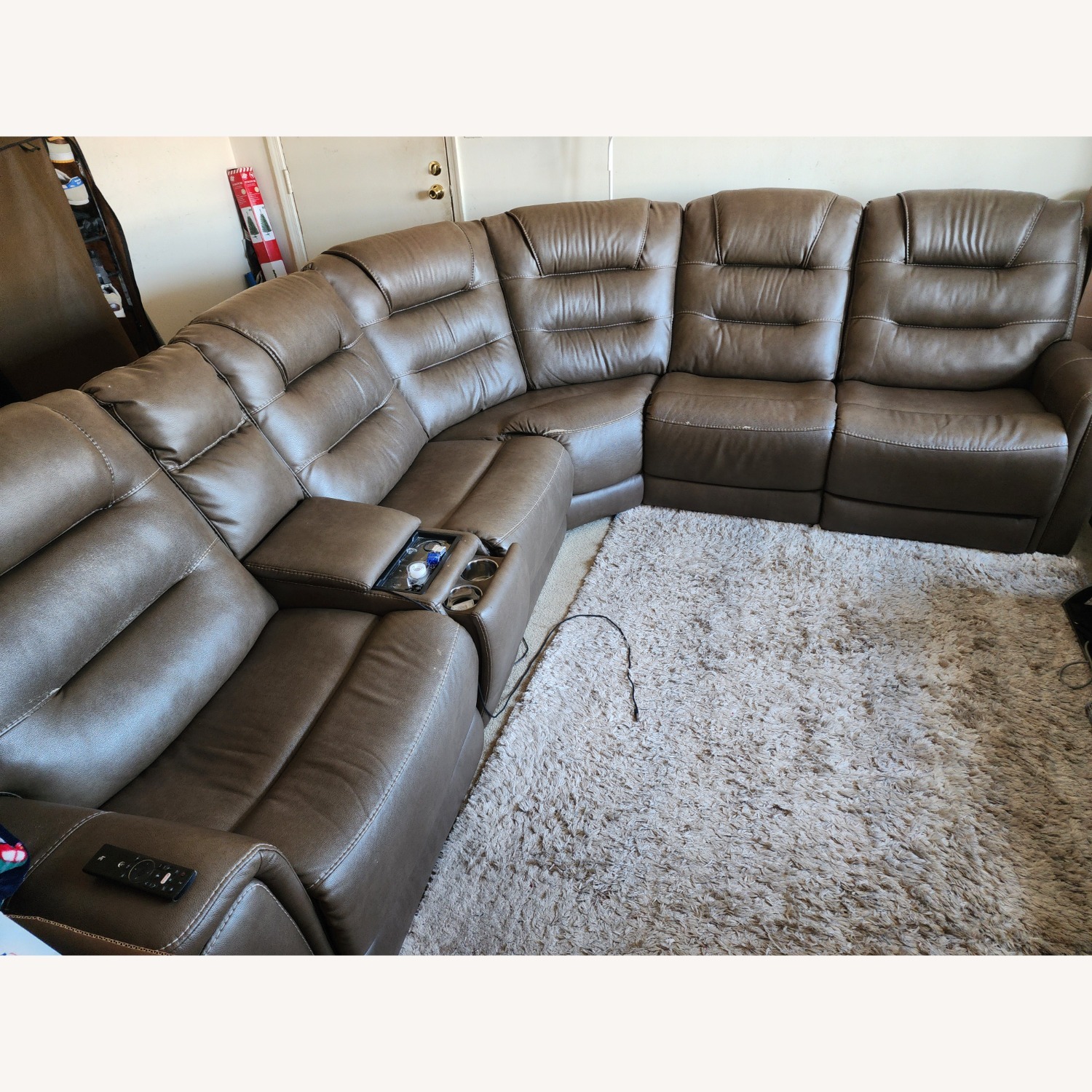 Contemporary Brown Leather 3+ Seater Sofa - image-8