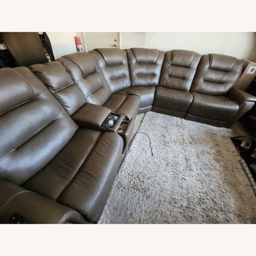 Used Contemporary Brown Leather 3+ Seater Sofa for sale on AptDeco