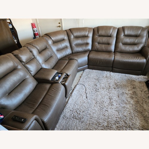 Used Contemporary Brown Leather 3+ Seater Sofa for sale on AptDeco