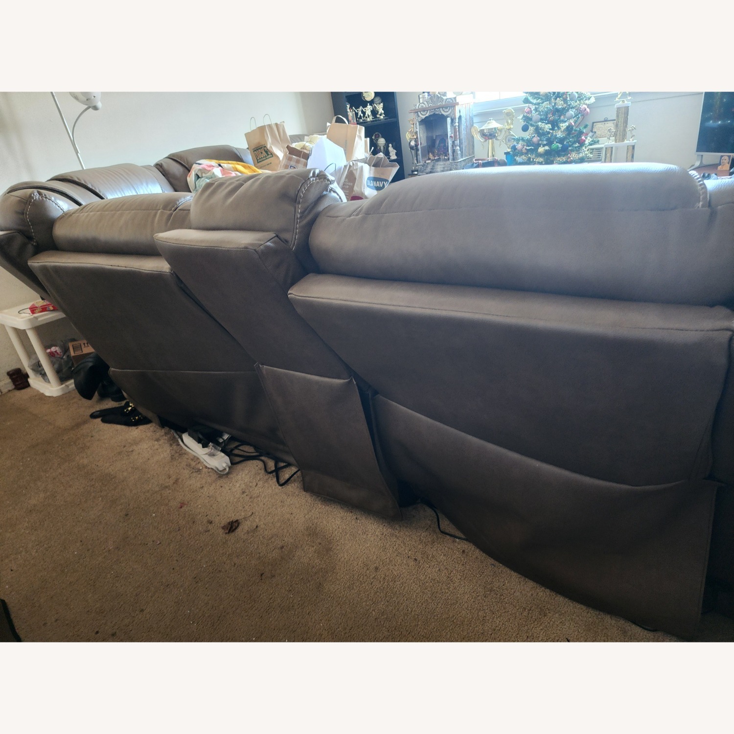 Contemporary Brown Leather 3+ Seater Sofa - image-2