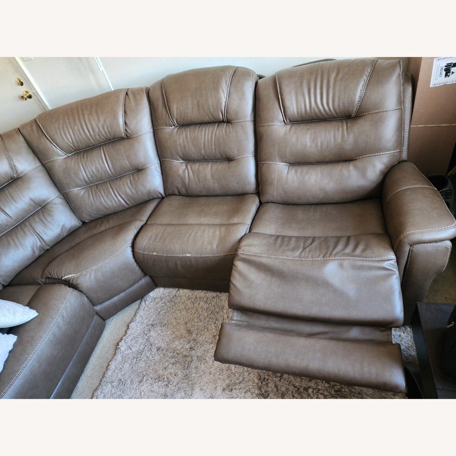 Contemporary Brown Leather 3+ Seater Sofa - image-7