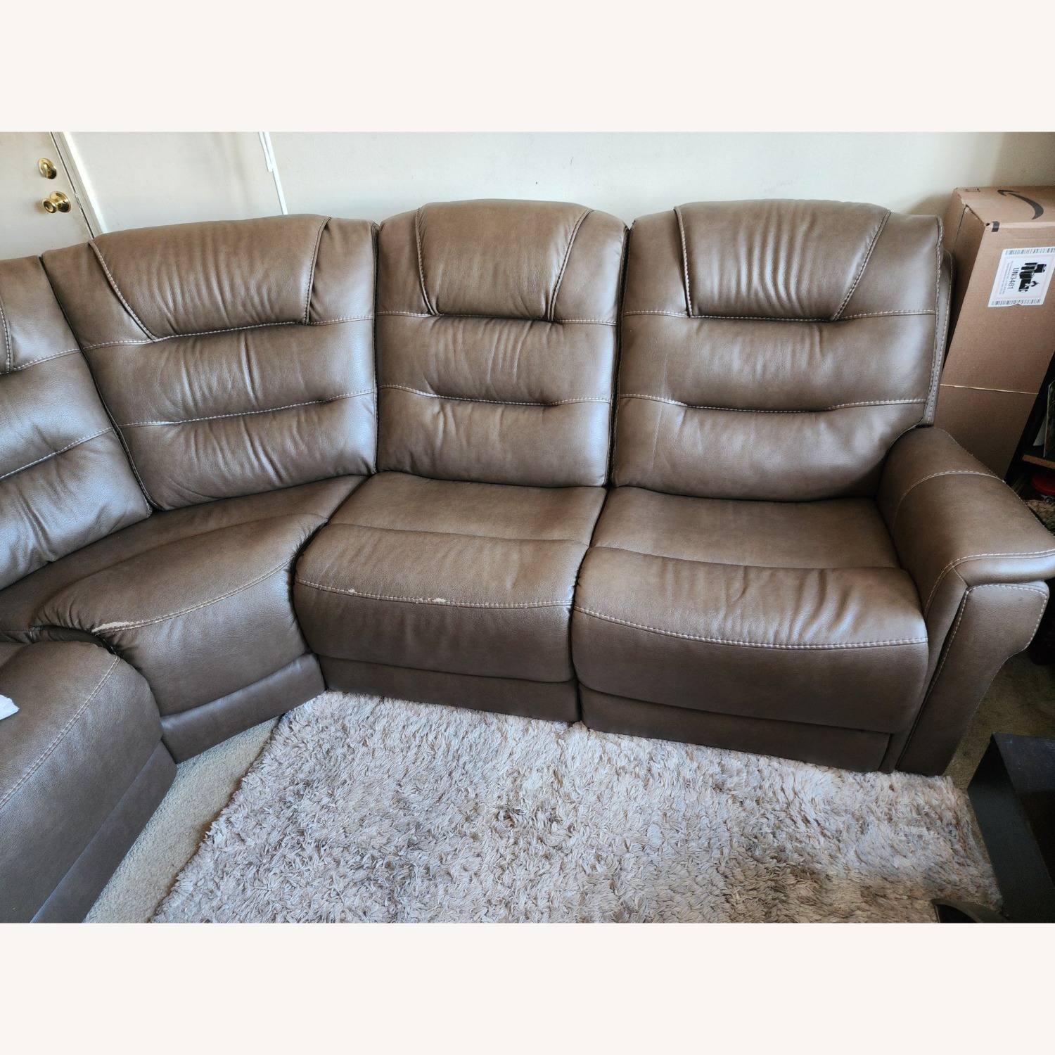 Contemporary Brown Leather 3+ Seater Sofa - image-6