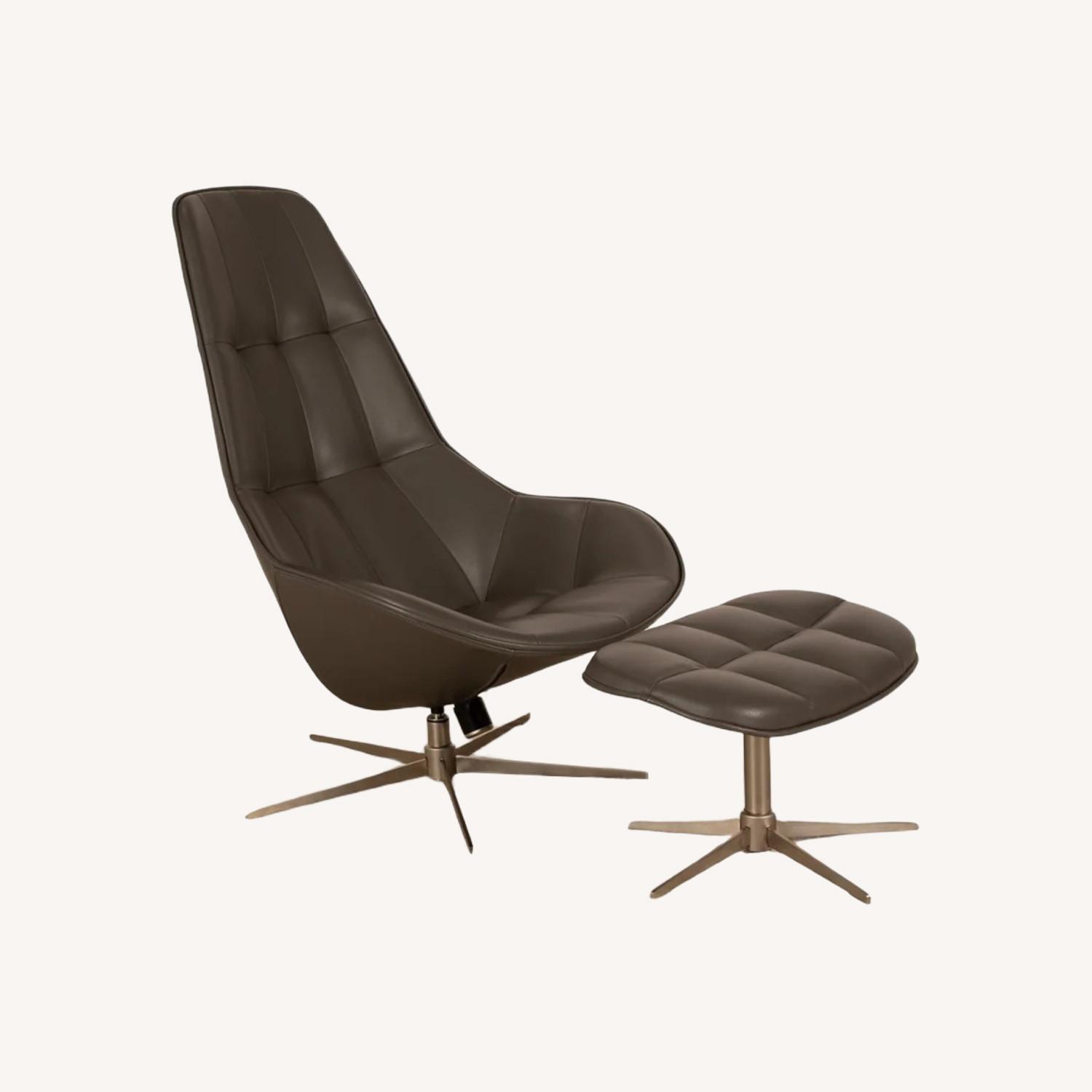 BoConcepts 2 Leather Swivel Chairs & Footstools - image-0