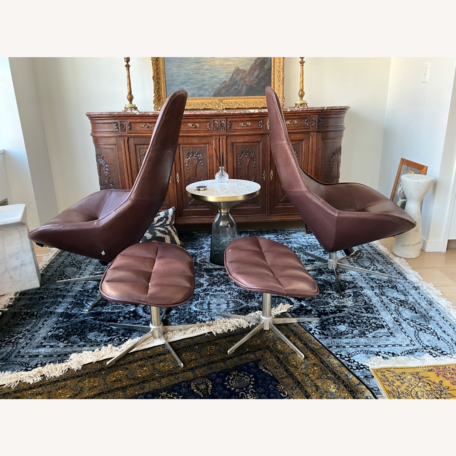 BoConcepts 2 Leather Swivel Chairs & Footstools - image-2