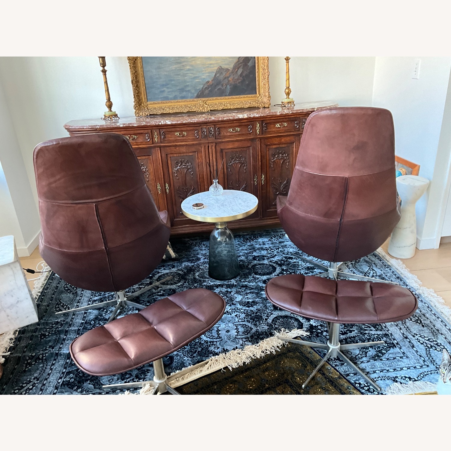 BoConcepts 2 Leather Swivel Chairs & Footstools - image-6