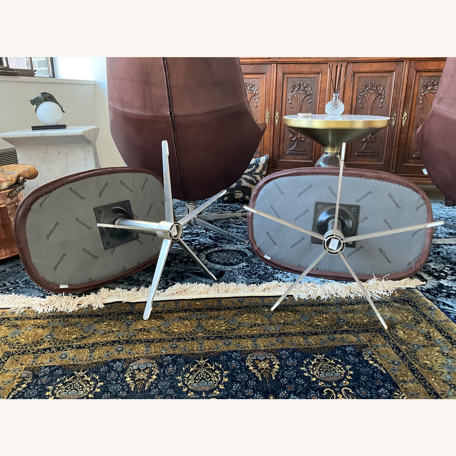 BoConcepts 2 Leather Swivel Chairs & Footstools - image-5