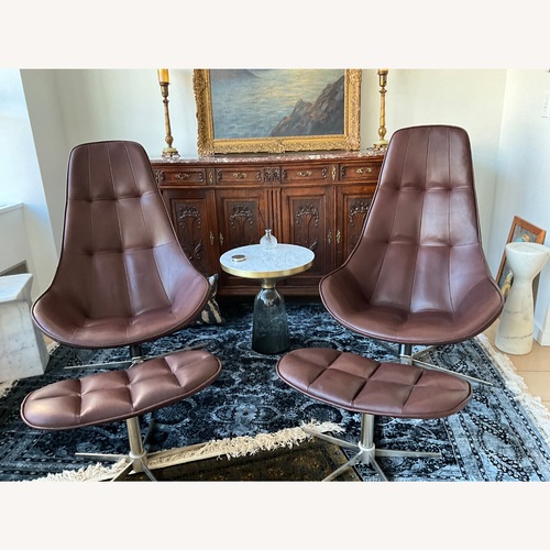 Used BoConcepts 2 Leather Swivel Chairs & Footstools for sale on AptDeco